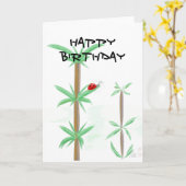 Carte d'anniversaire de coccinelle (Fleur jaune)