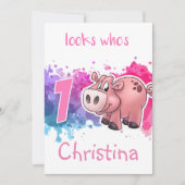 Carte d'anniversaire de cochon (Devant)