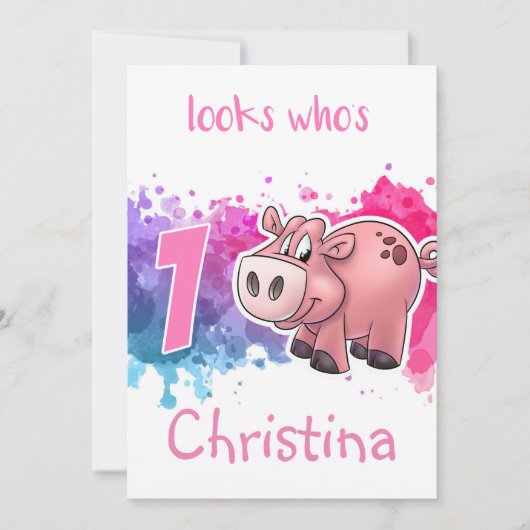 Carte d'anniversaire de cochon (Devant)