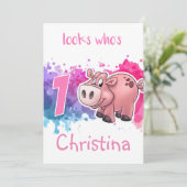 Carte d'anniversaire de cochon (Debout devant)