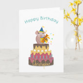 Carte d'anniversaire de cochon maigre (Fleur jaune)