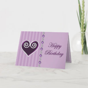 Carte d'anniversaire de coeur et de bijoux