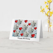 Carte d'anniversaire de coeurs de Westie (Fleur jaune)