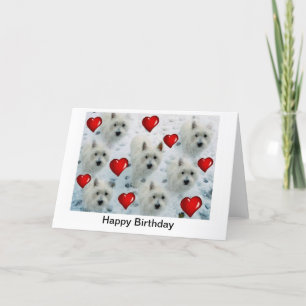 Carte d'anniversaire de coeurs de Westie