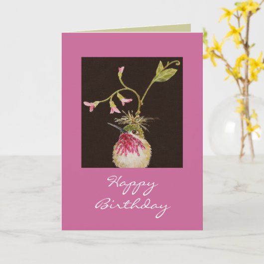 carte d'anniversaire de colibri (Fleur jaune)