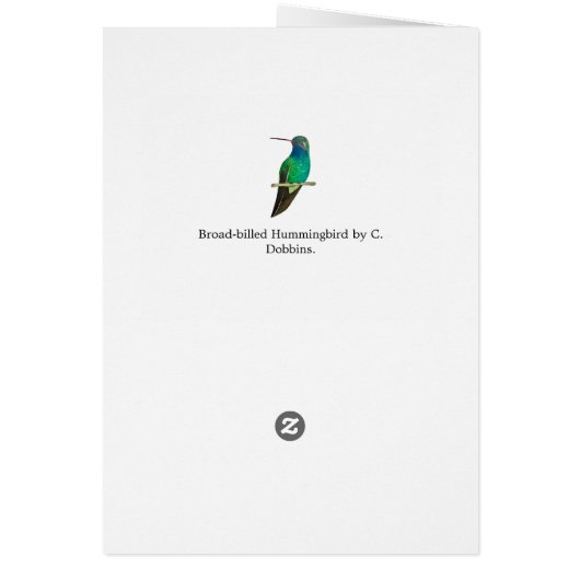 Carte d'anniversaire de colibri à bec large (Dos)