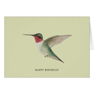 Carte d'anniversaire de colibri à gorge rubis