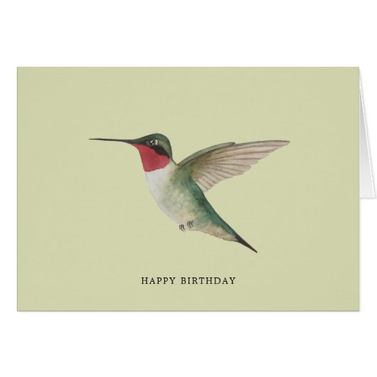 Carte d'anniversaire de colibri à gorge rubis (Devant horizontal)