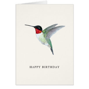 Carte d'anniversaire de colibri à gorge rubis