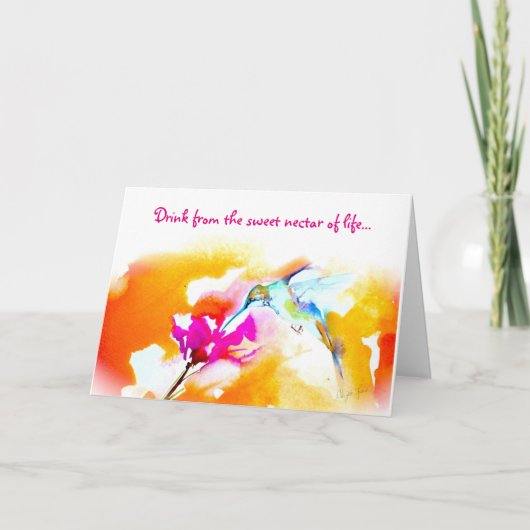 Carte d'anniversaire de colibri "de nectar doux" (Devant)