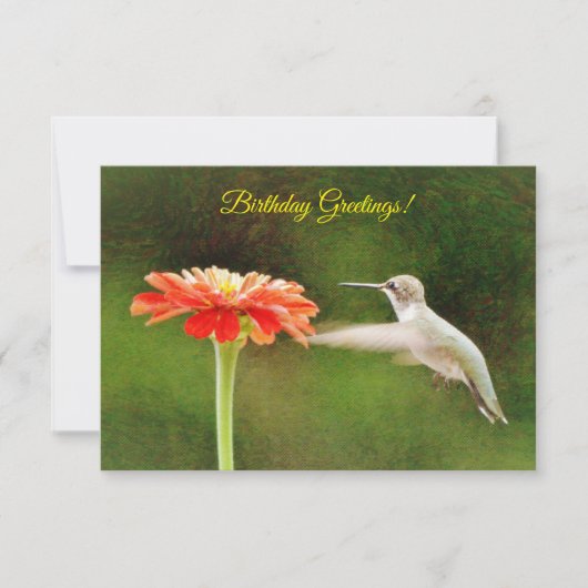 Carte d'anniversaire de colibri et de fleurs (Devant)