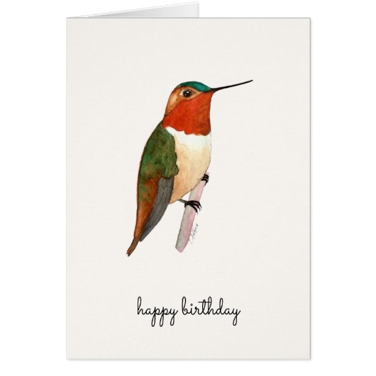 Carte d'anniversaire de colibri roux (Devant)