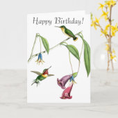 Carte d'anniversaire de colibris et de fleurs (Fleur jaune)