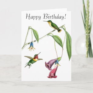 Carte d'anniversaire de colibris et de fleurs