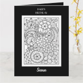 Carte d'anniversaire de coloration florale pour ad (Fleur jaune)