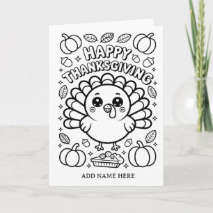 Carte d'anniversaire de coloriage plié de dinde de