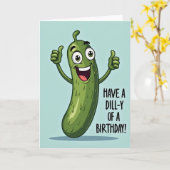Carte d'anniversaire de concombre joyeux (Fleur jaune)