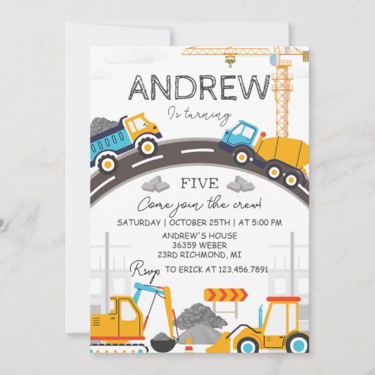 Carte d'anniversaire de construction moderne perso (Devant)