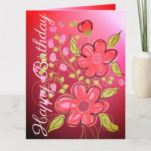 Carte d'anniversaire de Coral rose et de Flore de  (Devant)