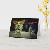 Carte d'anniversaire de corgi barman (Fleur jaune)