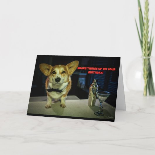 Carte d'anniversaire de corgi barman (Devant)