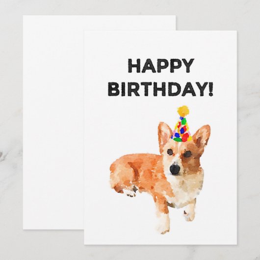 Carte d'anniversaire de Corgi classique (Devant / Derrière)