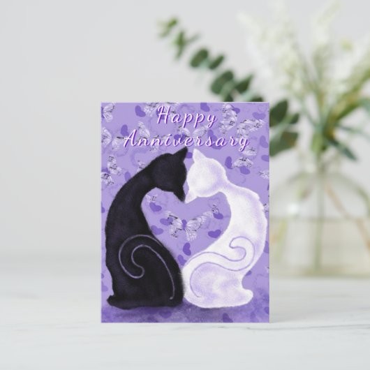 Carte d'anniversaire de couple avec chat Amour mag (Debout devant)