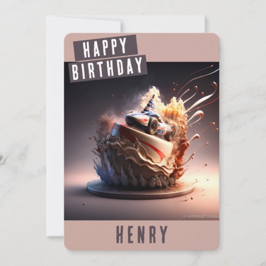 Carte d'anniversaire de course automobile (Devant)