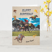 Carte d'anniversaire de course de chevaux PERSONNA (Fleur jaune)