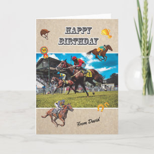 Carte d'anniversaire de course de chevaux PERSONNA