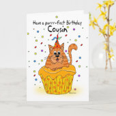 carte d'anniversaire de cousin avec chat cupcake g (Fleur jaune)