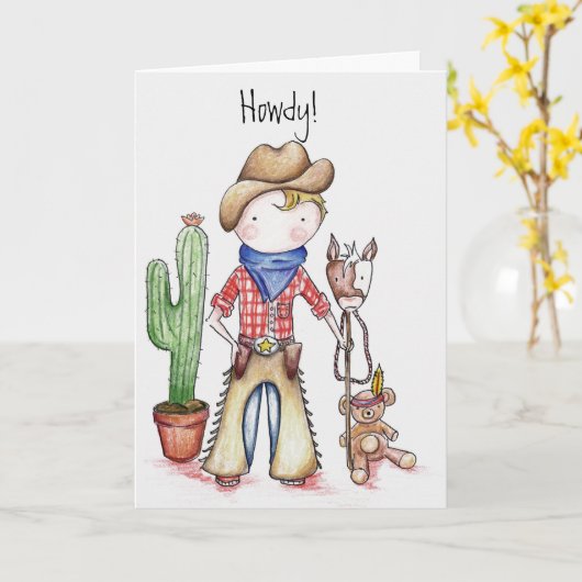 Carte d'anniversaire de Cowboy (Fleur jaune)
