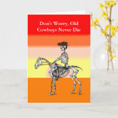 Carte d'anniversaire de cowboy amusante (Fleur jaune)