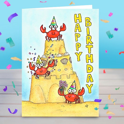 Carte d'anniversaire de crabes rouges