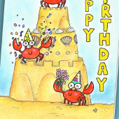 Carte d'anniversaire de crabes rouges