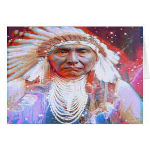 Carte d'anniversaire de Crazy Horse amérindien