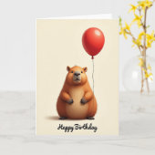 Carte d'anniversaire de créature à fourrure (Fleur jaune)