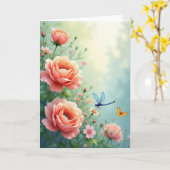Carte d'anniversaire de créature ailée (Fleur jaune)