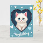 Carte d'anniversaire de créature aux yeux bleus (Fleur jaune)