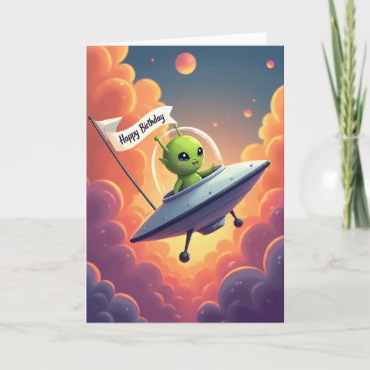 Carte d'anniversaire de créature de l'espace (Devant)