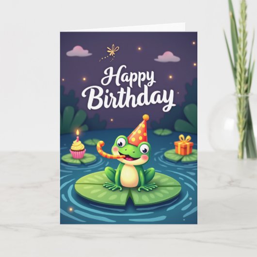 Carte d'anniversaire de créature d'étang (Devant)
