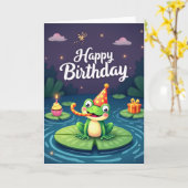 Carte d'anniversaire de créature d'étang (Fleur jaune)