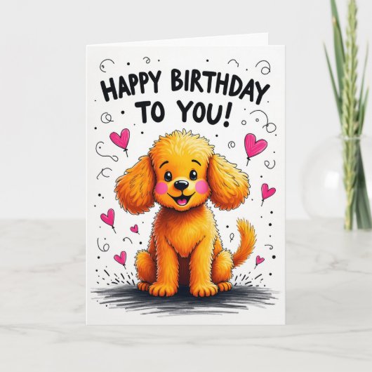 Carte d'anniversaire de créature dorée (Devant)