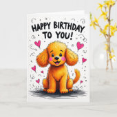 Carte d'anniversaire de créature dorée (Fleur jaune)