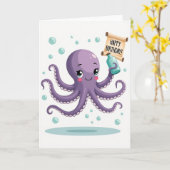 Carte d'anniversaire de créature lavande (Fleur jaune)
