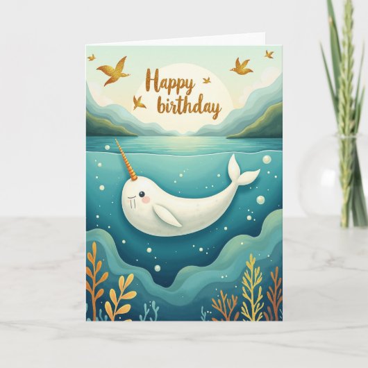 Carte d'anniversaire de créature marine joyeuse (Devant)