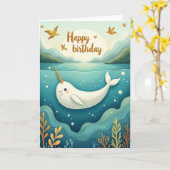 Carte d'anniversaire de créature marine joyeuse (Fleur jaune)