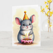 Carte d'anniversaire de créature mignonne (Fleur jaune)