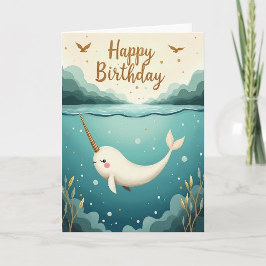 Carte d'anniversaire de créature océanique (Devant)