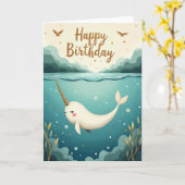 Carte d'anniversaire de créature océanique (Fleur jaune)